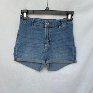 Divided High Waisted Jean Shorts
